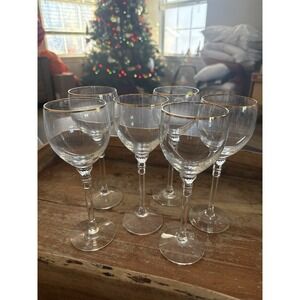 VTG Lennox Phoenix Gold Rim Crystal Wine Glasses Set of 6  ELEGANT MINT